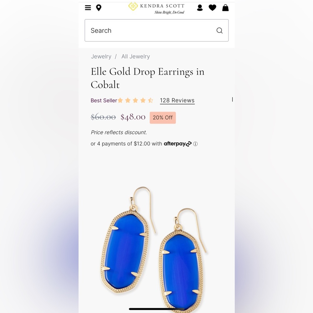 Kendra Scott Elle Gold Drop Earrings in Cobalt